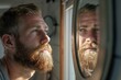 © Ева Поликарпова - A person looking at their own reflection in a mirror