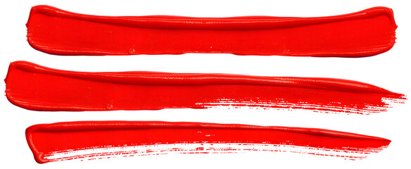 Set of red marker paint . Strokes isolated on transparent background