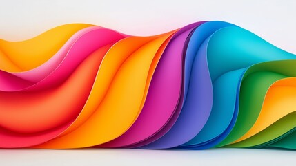 Poster - A colorful wave of paper with a rainbow of colors