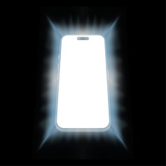 Poster - Smartphone light screen, technology mobile display light. Smart phone screen glows illustrations. Vector.