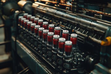 Canvas Print - High Tech Robot at the Core of a Complex Machinery Setup Symbolizing the Heart of Modern Manufacturing.