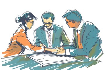 Aufkleber - Three people are sitting at a table