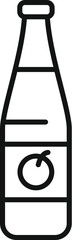 Poster - simple line art icon of a glass bottle containing peach juice