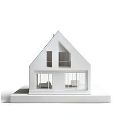 Wall Mural - Simple modern white house model, isolated on a white background