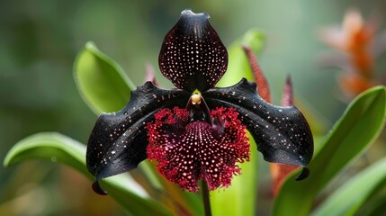 Wall Mural - Black Orchid with Red Spots