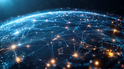 Poster - providing worldwide network connections, digital art illustration and stock photography