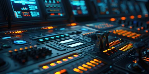 Poster - A close-up view of a control panel in a room, often used for technical settings or presentations