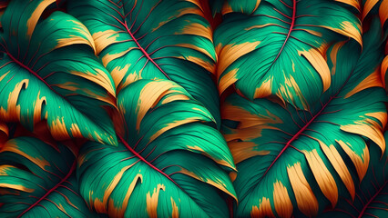 Wall Mural - Abstract fantasy tropical leaves background wallpaper design