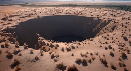 Sticker - Aerial view of a volcanic crater.