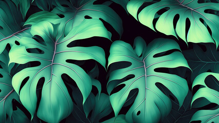 Abstract fantasy tropical leaves background wallpaper design