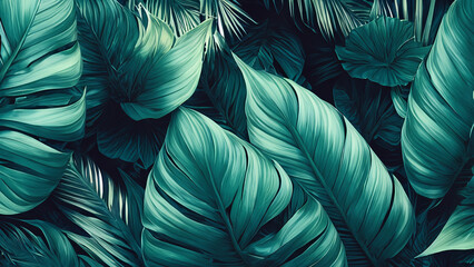 Abstract fantasy tropical leaves background wallpaper design