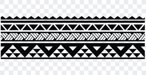 Polynesian pattern tribal tattoo border. Tribal tattoo geometric fore arm samoan band.Tattoo eps forearm samoan sleeve bracelet.Fabric seamless isolated hawaiian pattern on white background.