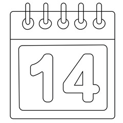 Fototapete - Table  calendar  single line art, continuous one line drawing of  Isolated outline vector art

