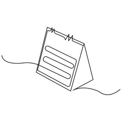 Fototapete - Table  calendar  single line art, continuous one line drawing of  Isolated outline vector art

