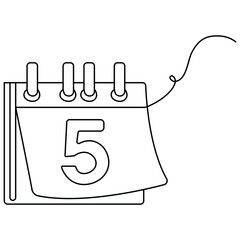 Fototapete - Table  calendar  single line art, continuous one line drawing of  Isolated outline vector art

