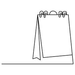 Fototapete - Table  calendar  single line art, continuous one line drawing of  Isolated outline vector art

