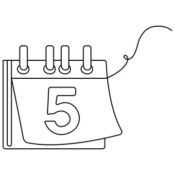 Table  calendar  single line art, continuous one line drawing of  Isolated outline vector art

