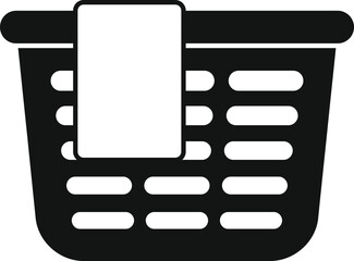 Poster - Black laundry basket with blank paper tag for your text