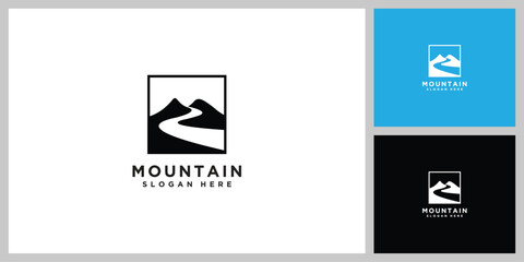 Wall Mural - mountain river logo design template