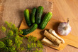 © Dorota - Preparation for fermenting fresh cucumbers by a process of pickling called lactic acid fermentation.