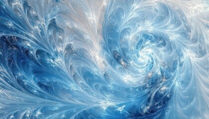 Poster - Abstract swirling blue and white fractal pattern