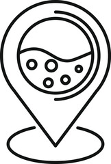 Poster - location pin icon showing the point of a virus bacteria infection