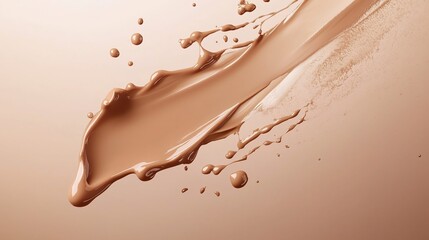 Poster - A splash of creamy liquid paint on a smooth surface with droplets in mid-air captured during daylight