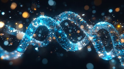 Poster - Rendering of a spiral DNA with the abstract technology circuit board in 3D. Science background, genetic modification, biology, robotics.