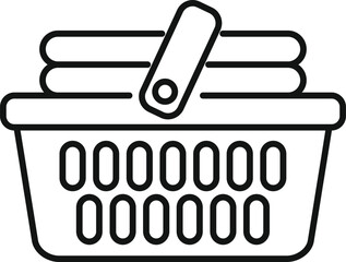 Poster - simple line art icon of a laundry basket full of clean laundry ready to be put away