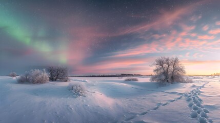 Sticker - Aurora clouds are illuminated by the vibrant green