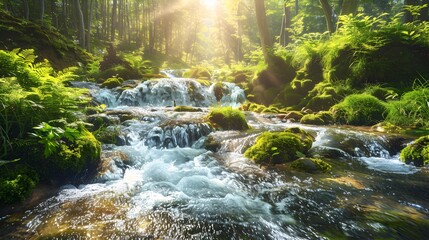 Wall Mural - A stream at the foot of the mountain