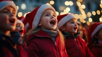 Wall Mural - choir children sing Christmas New Year holiday