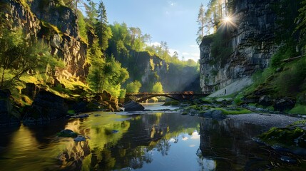 Wall Mural - The zhivopisnaya river flows through the park canyon