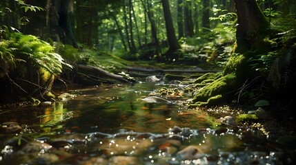 Wall Mural - The stream is a narrow forest stream flowing