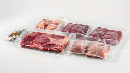 Poster - The meat is laid out on a white