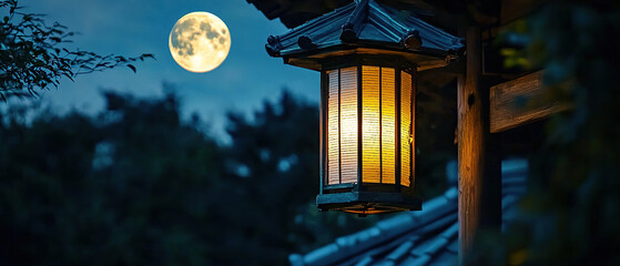 Wall Mural - the lantern with moon shining in the background