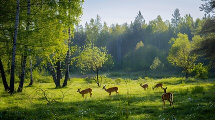 Wall Mural - The edge in the spring when trees