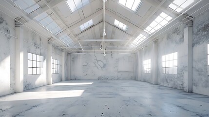 Wall Mural - White neat and tidy deserted storehouse with ceiling roof