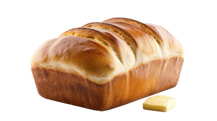 Wall Mural - A loaf of freshly baked bread with a pat of butter on transparent background