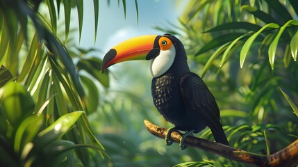 Sticker - A toucan with a bright yellow and black