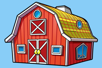 Red barn art vector illustration