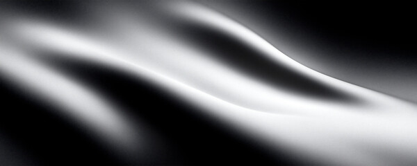 Wall Mural - Black and white satin background, smooth gradient background, abstract lines, light effect, curved shape, soft lighting, blurry details.
