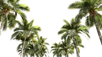 Naklejka na meble Large tropical palm trees, white background, png, Ai generated for ads