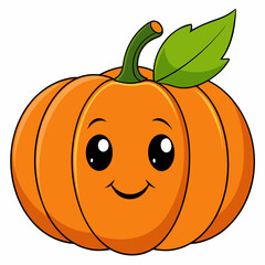 Wall Mural - Isolated cartoon pumpkin with leaves art vector