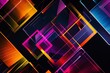 © Shahzad - Vibrant abstract composition of overlapping squares and triangles in neon colors, set against a deep black background, creating a striking visual contrast.