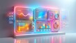 © LuvTK - A detailed 3D render of a PPC advertising dashboard, featuring a sleek interface with metrics and bid strategies, bright colors, smooth transitions, minimalist style, soft pastel colors,