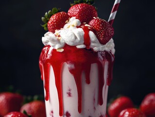 Poster - Strawberry Milkshake with Whipped Cream