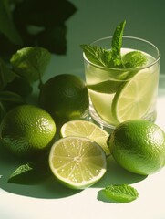 Wall Mural - Lemonade with lime and mint