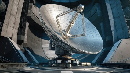 Aufkleber - Large Satellite Dish 3D Rendering on Concrete Platform