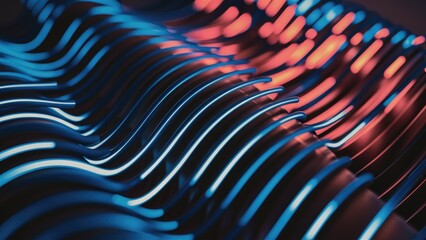 Poster - Abstract Background with Neon Blue and Red Lines